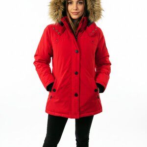 LIKE NEW (Repaired Inner Seam) Alpine Tek Womens Red Down Parka Winter Jacket XS